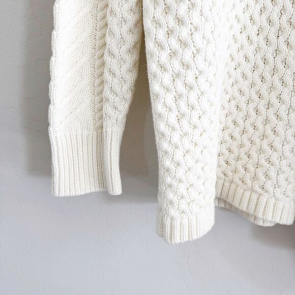 VINCE CAMUTO Cream Chunky Knit Turtleneck Sweater Asymmetric Hem Size L - Picture 8 of 10